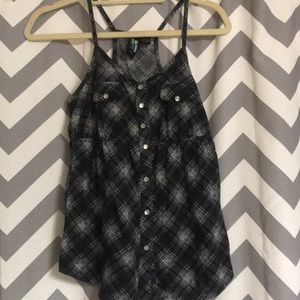 Plaid button up tank top